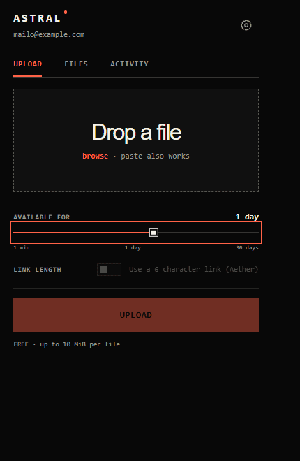 Astral Chrome extension upload popup