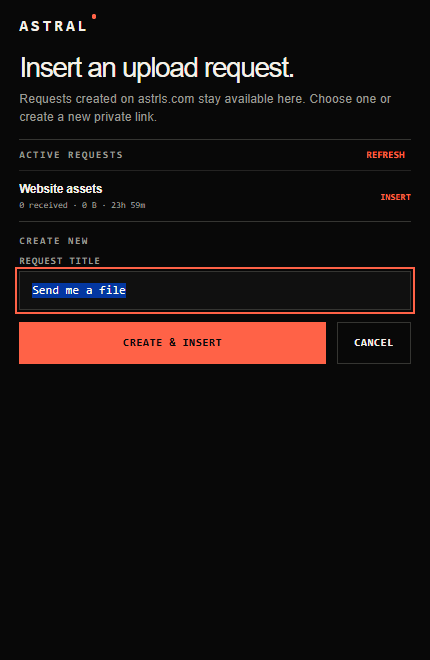 Astral extension picker for synchronized upload requests
